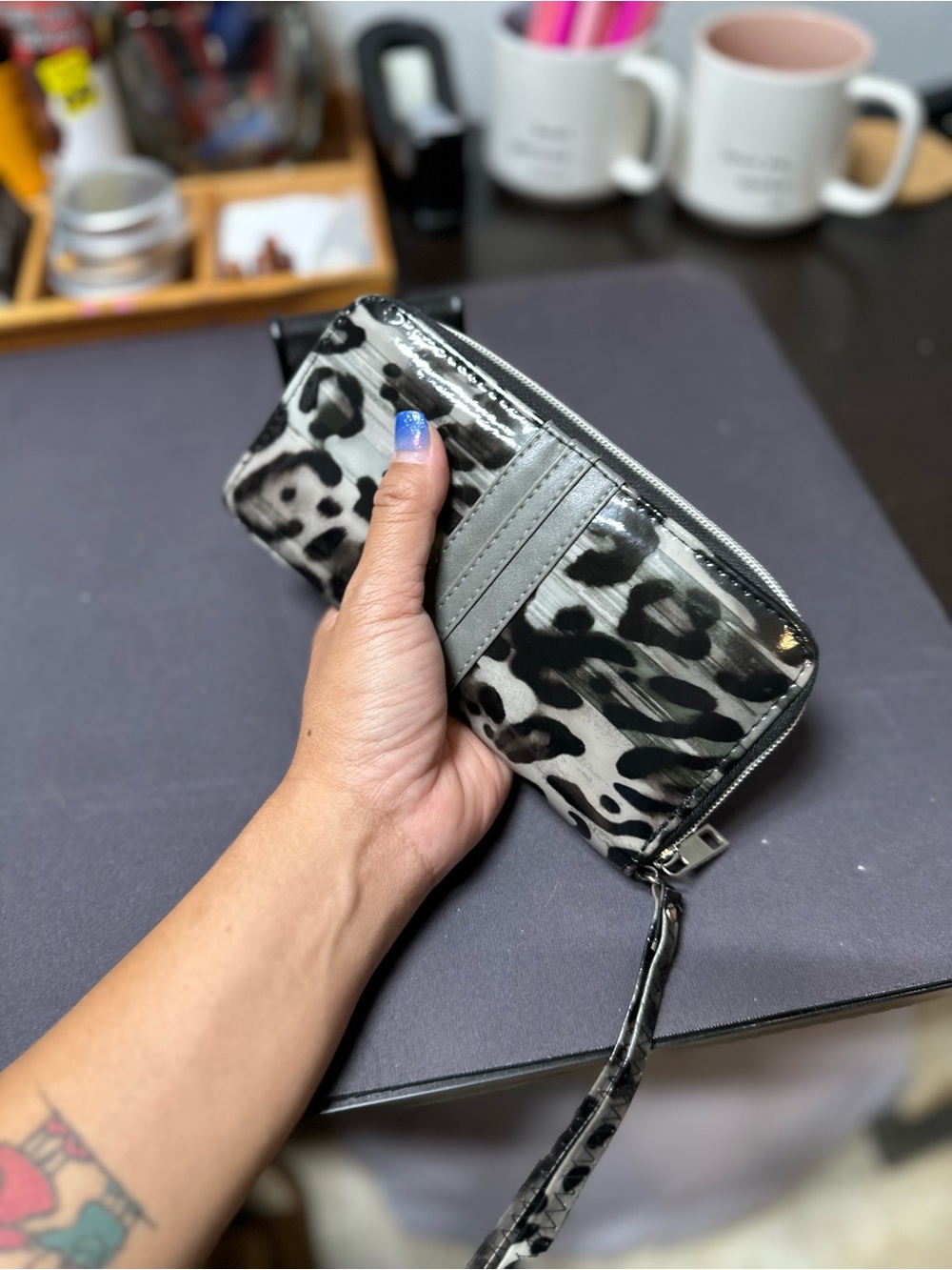 Stylish Black & White Animal Print Wristlet Wallet